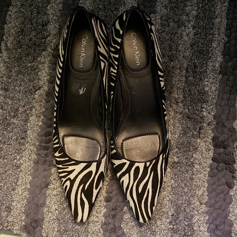 Calvin Klein animal print horse hair heels